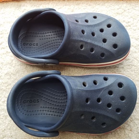 Crocs Iconic Comfort Slip On Shoes Red White Blue Kids 8 - Picture 3 of 6